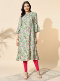 Floral Print Viscose Kurta- #KU035