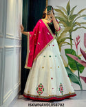 Embroidered Cotton Lehenga With Blouse And Dupatta-ISKWNAV01058702