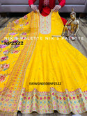 Modal Chanderi Gown With Floral Printed Organza Dupatta-ISKWGN0506NP2522