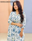 Floral Printed Cotton A-Line Kurti With Palazzo-ISKWKU1306VC3169/VC3168