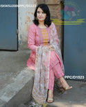 Kantha Weaved Cotton Kurti With Pant And Hand Block Printed Kota Doriya Dupatta-ISKWSU2006PPC/D1523