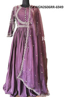 Embroidered Crepe Gown With Organza Dupatta-ISKWGN2606RR-6949