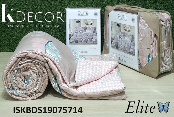 Glace Cotton Bedsheet With Pillow Cover And  Reversible Comforter Set-ISKBDS19075714