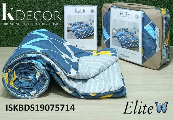 Glace Cotton Bedsheet With Pillow Cover And  Reversible Comforter Set-ISKBDS19075714