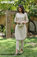 Embroidered Cotton Kurti With Dhoti Pant-ISKWKU1308OMK3080