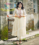 Malmal Cotton Anarkali Kurti With Cotton Pant And Embroidered Dupatta-ISKWSU0309PPC/D1095