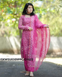 Hand Block Printed Kota Doriya Kurti With Pant And Dupatta-ISKWSU0309PPC/D1625