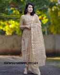 Block Printed Kota Doriya Kurti With Cotton Pant And Dupatta-ISKWSU1009PPC/D1301