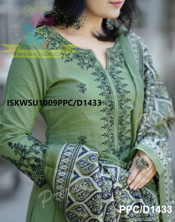 Khadi Kurti With Pant And Digital Printed Khadi Silk Dupatta-ISKWSU1009PPC/D1433