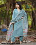 Khadi Cotton Kurti With Khadi Pant And Hand Block Printed Kota Doriya Dupatta-ISKWSU1009PPC/D1554