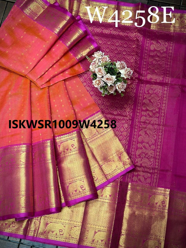 Handloom Silk Saree With Contrast Blouse-ISKWSR1009W4258