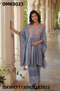 Embroidered Cotton Kaftan Top With Pant-ISKWKFT1309OMK3023