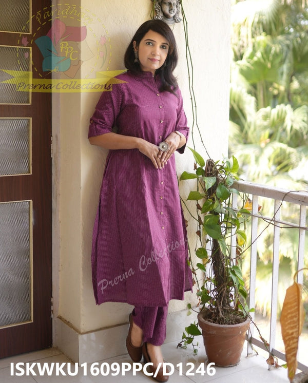 Kantha Weaved  Cotton A-Line Kurti With Palazzo-ISKWKU1609PPC/D1245/1246