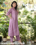 Kantha Weaved  Cotton A-Line Kurti With Palazzo-ISKWKU1609PPC/D1245/1246