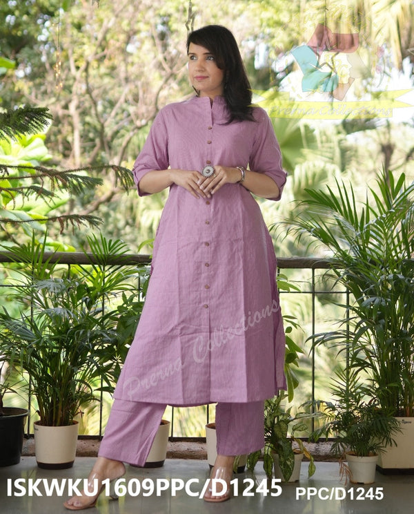 Kantha Weaved  Cotton A-Line Kurti With Palazzo-ISKWKU1609PPC/D1245/1246