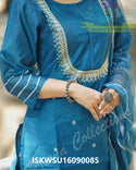 Embroidered Chanderi Kurti With Pant And Organza Dupatta-ISKWSU16090085