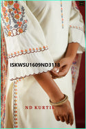 Embroidered Silk Kurti With Pant And Brasso Dupatta-ISKWSU1609ND3118