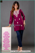 Embroidered Rayon Top-ISKWTP1609ND2994/ND3115/ND2996/ND2997/ND2998