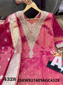 Embroidered Tissue Silk Kurti With Pant And Dupatta-ISKWSU1609AGC4328