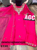 Embroidered Silk Kurti With Pant And Organza Dupatta-ISKWSU1609AGC4330