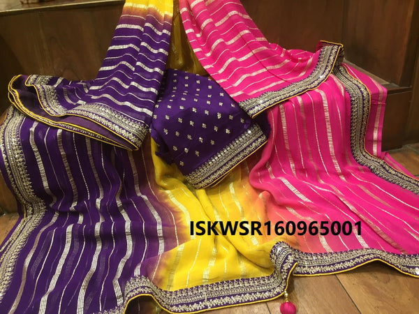 Embroidered Georgette Saree With Blouse-ISKWSR160965001