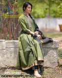 Handloom Cotton Anarkali Kurti With Pant And Cotton Dupatta-ISKWSU1809PPC/D1653