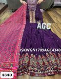 Embroidered Maslin Silk Gown With Patola Printed Georgette Dupatta-ISKWGN1709AGC4340