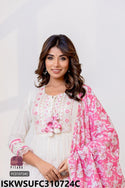 Dobby Cotton Anarkali Kurti With Pant And Printed  Dupatta-ISKWSUFC310724C