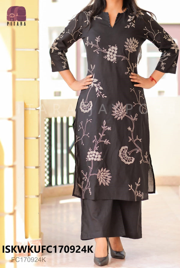 Embroidered Cotton Kurti With Palazzo-ISKWKUFC170924K