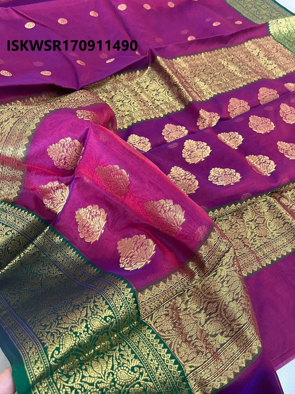 Handloom Chanderi Silk Saree With Blouse-ISKWSR170911490