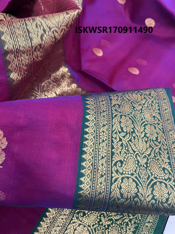 Handloom Chanderi Silk Saree With Blouse-ISKWSR170911490