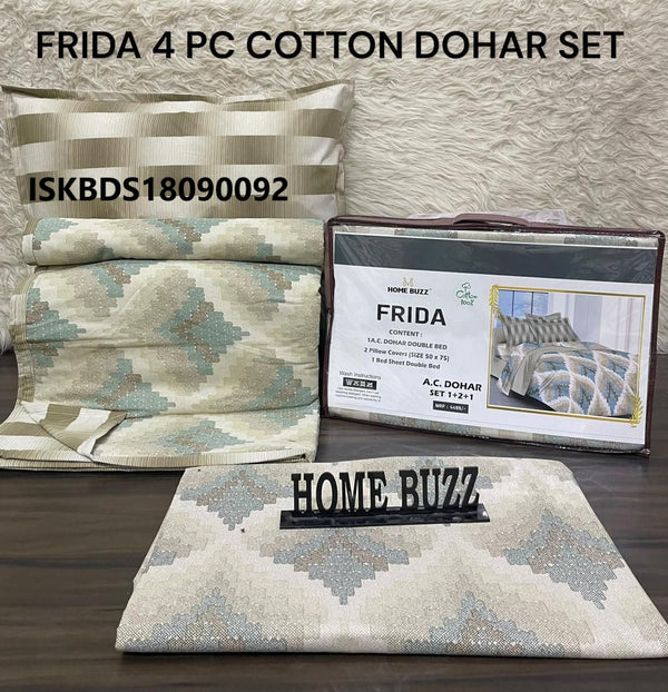 Cotton Bedsheet With Pillow Cover And Coordinate Dohar-ISKBDS18090092