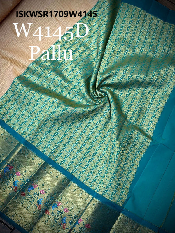 Gadwal Silk Saree With Contrast Blouse-ISKWSR1709W4145