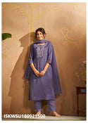 Embroidered Tissue Silk Kurti With Pant And Organza Dupatta-ISKWSU180921500