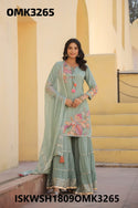 Digital Printed Maslin Kurti With Sharara And Chiffon Dupatta-ISKWSH1809OMK3265