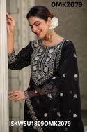 Embroidered  Rayon Naira Cut Kurti With Pant And Organza Dupatta-ISKWSU1809OMK2079