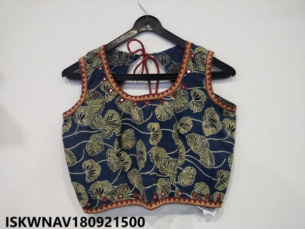 Cotton Lehenga With Hand Block Printed Blouse-ISKWNAV180921500