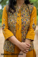 Cotton Kurti With Pant And Printed Quilted Jacket-ISKWKU1809VC2895