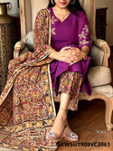 Handloom Cotton Kurti With Kalamkari Printed Pant And Dupatta-ISKWSU1909VC3061