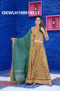 Bagru Hand Block Printed Cotton Lehenga With Blouse And Malmal Dupatta-ISKWLH190918551