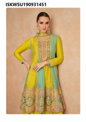 Embroidered Chinon Anarkali Kurti With Palazzo And Dupatta-ISKWSU190931451