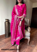 Banarasi Weaved Kurti With Silk Pant And Self Zari Weaved Dupatta-ISKWSU2209VC3251