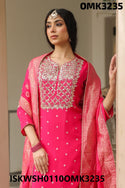 Embordered Dola Silk Kurti With Sharara And Silk Dupatta-ISKWSH0110OMK3235