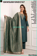 Embroidered Viscose Dola Silk Kurti With Pant And Zari Weaved Dupatta-ISKWSU0810ND3167