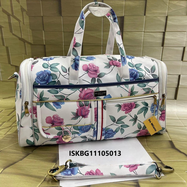 Flower Printed Leather Duffle Bag-ISKBG11105013