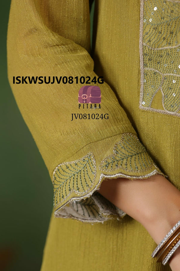 Crafted Shimmer Tissue Silk Kurti With Silk Pant And Dupatta-ISKWSUJV081024G