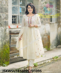 Embroidered Malmal Cotton Anarkali Kurti With Cotton Pant And Dupatta-ISKWSU1610PPC/D1095