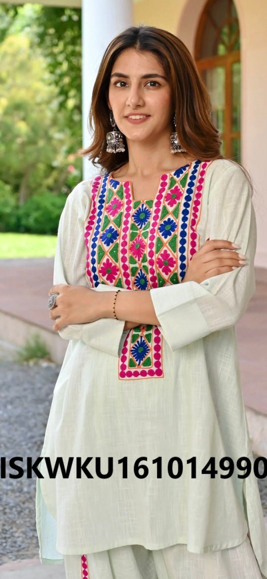 Embroidered Cotton Kurti With Pant-ISKWKU161014990