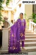 Digital Printed Silk Kurti With Shantoon Pant And Dupatta-ISKWSU1610OMK3482