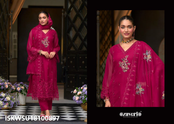 Embroidered Organza Kurti With Silk Pant And Dupatta-ISKWSU18100897